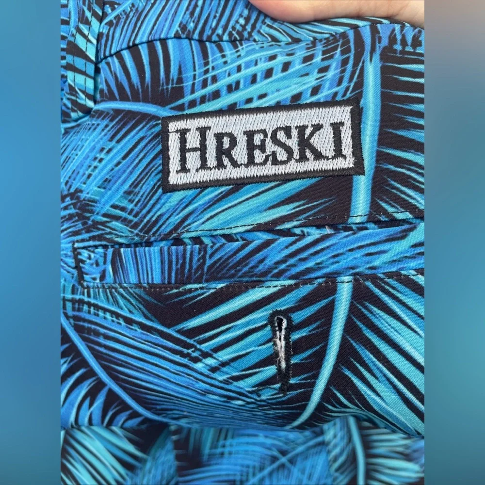 Hreski Men’s Golf Pant Teal/blue Palm Tree Leaves 36 Waist By 32 Inseam - Picture 3 of 4